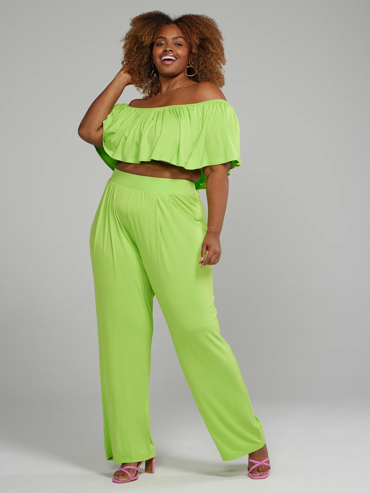 Jonna Off Shoulder Ruffle Crop Top - Image 9