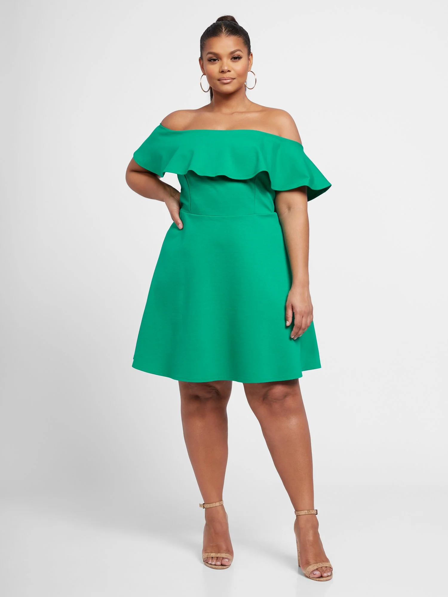Josie Off The Shoulder Fit and Flare Dress - Image 4