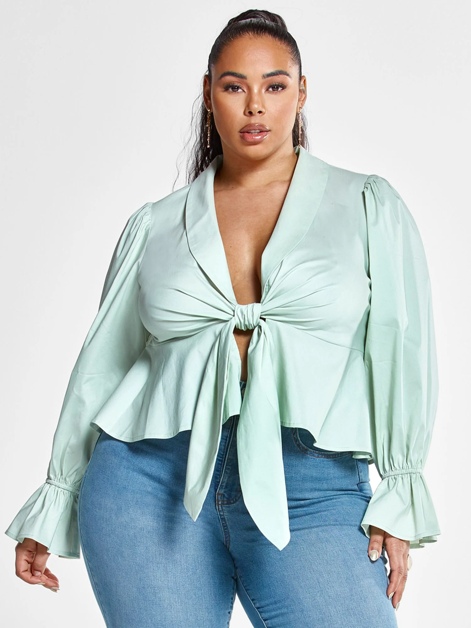 Juliette Tie Front Peplum Top - Image 3