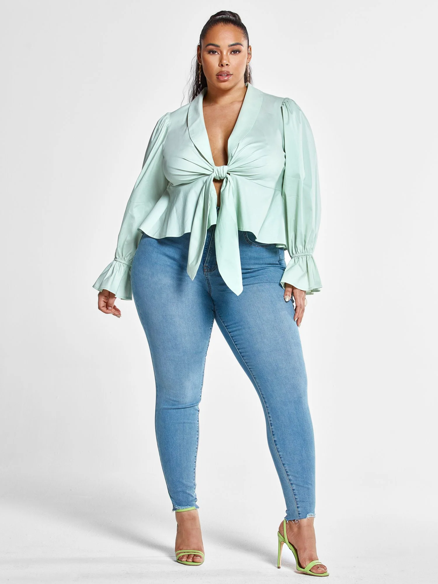 Juliette Tie Front Peplum Top - Image 5