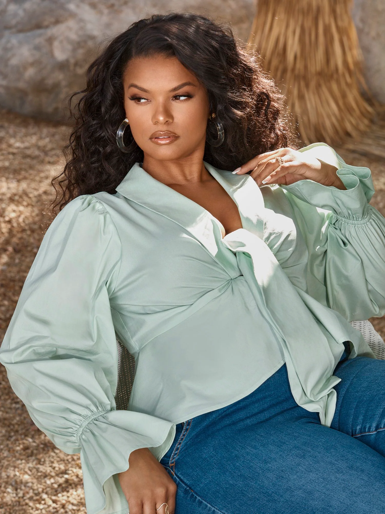 Juliette Tie Front Peplum Top - Image 8