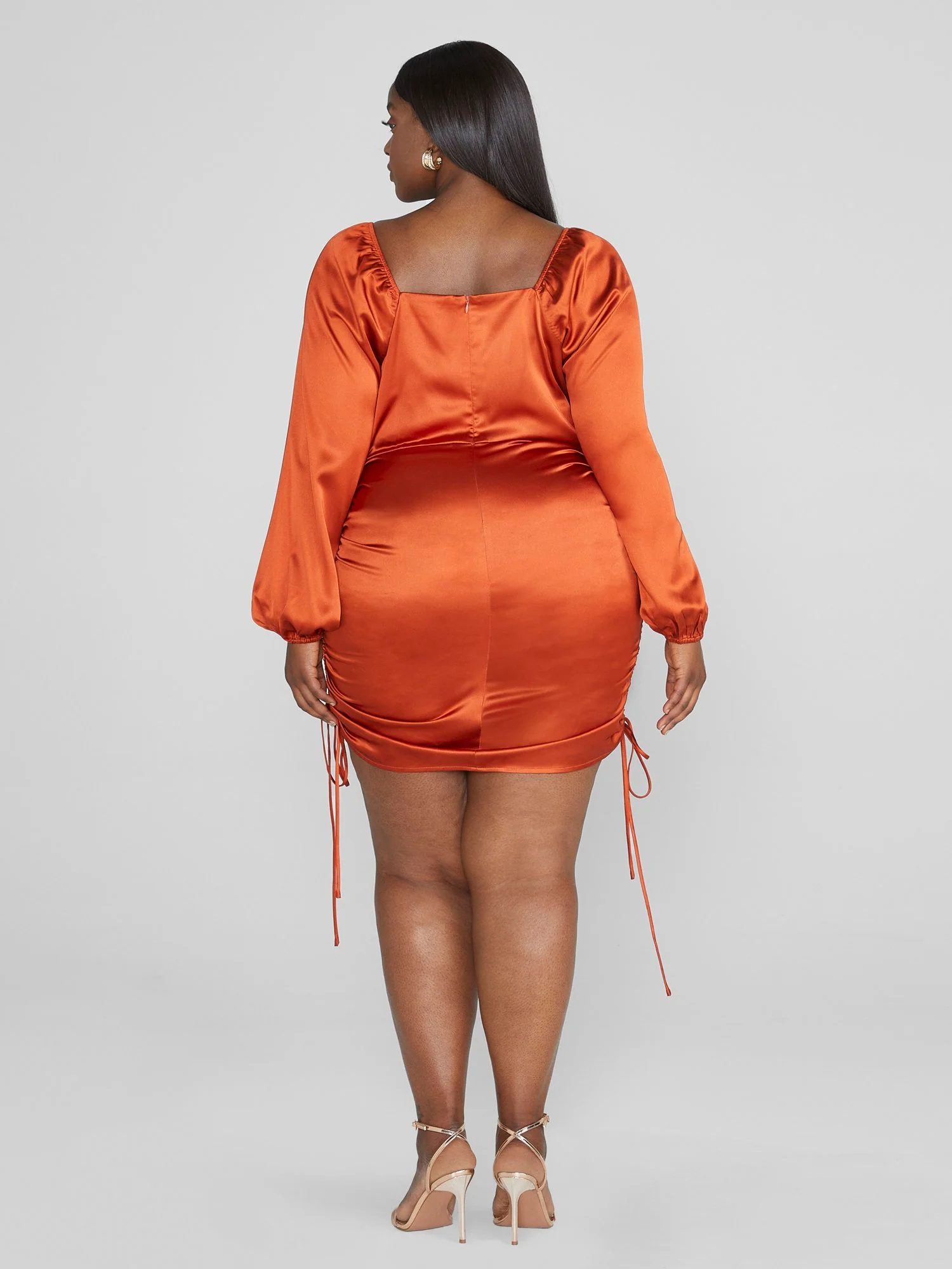 Justine Ruched Satin Dress - Image 4