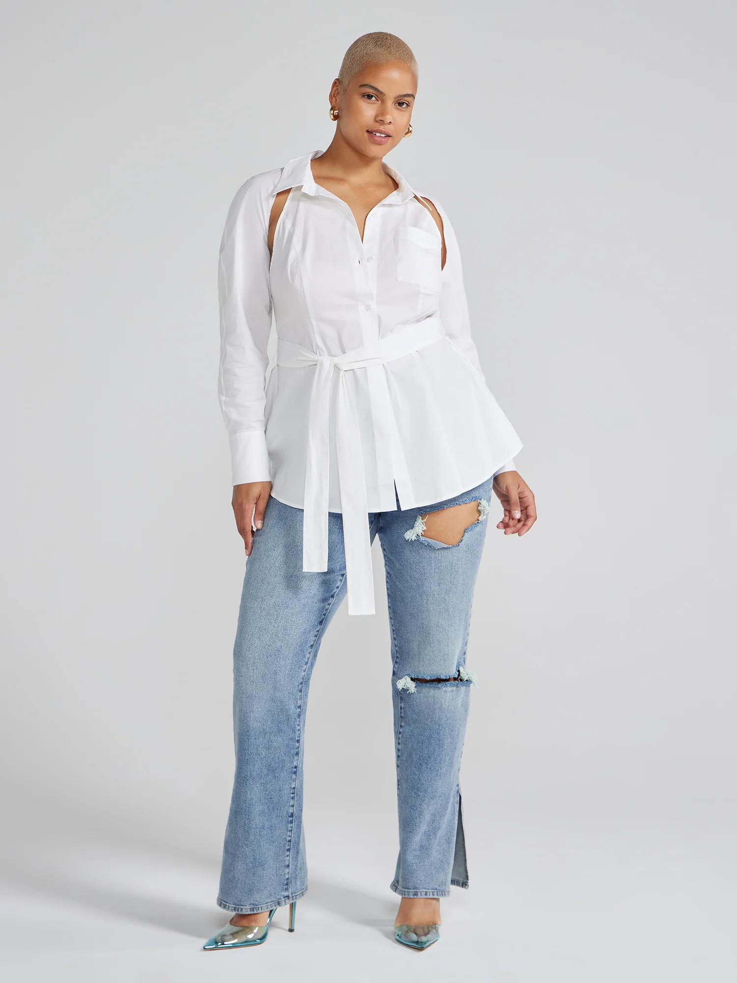 Kalinda Cutout Button-Down Shirt - Image 4