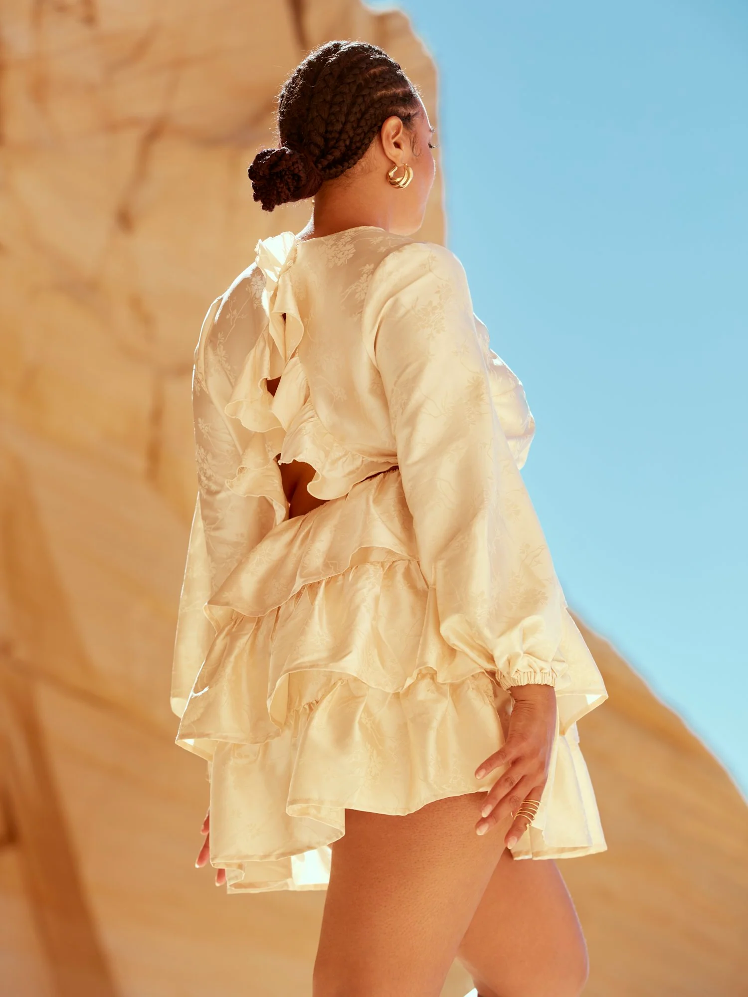 Katerina Satin Tiered Dress - Image 5