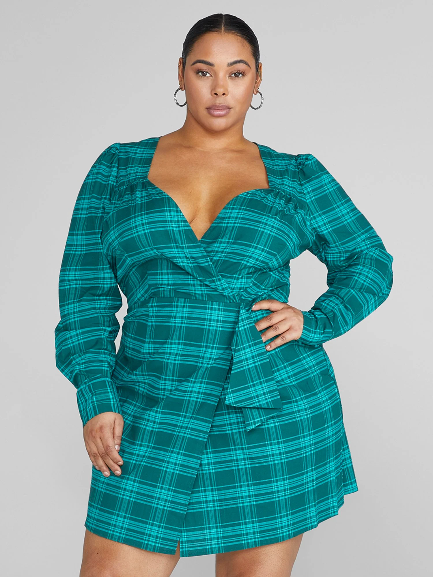 Kathleen Plaid Faux Wrap Dress - Image 2