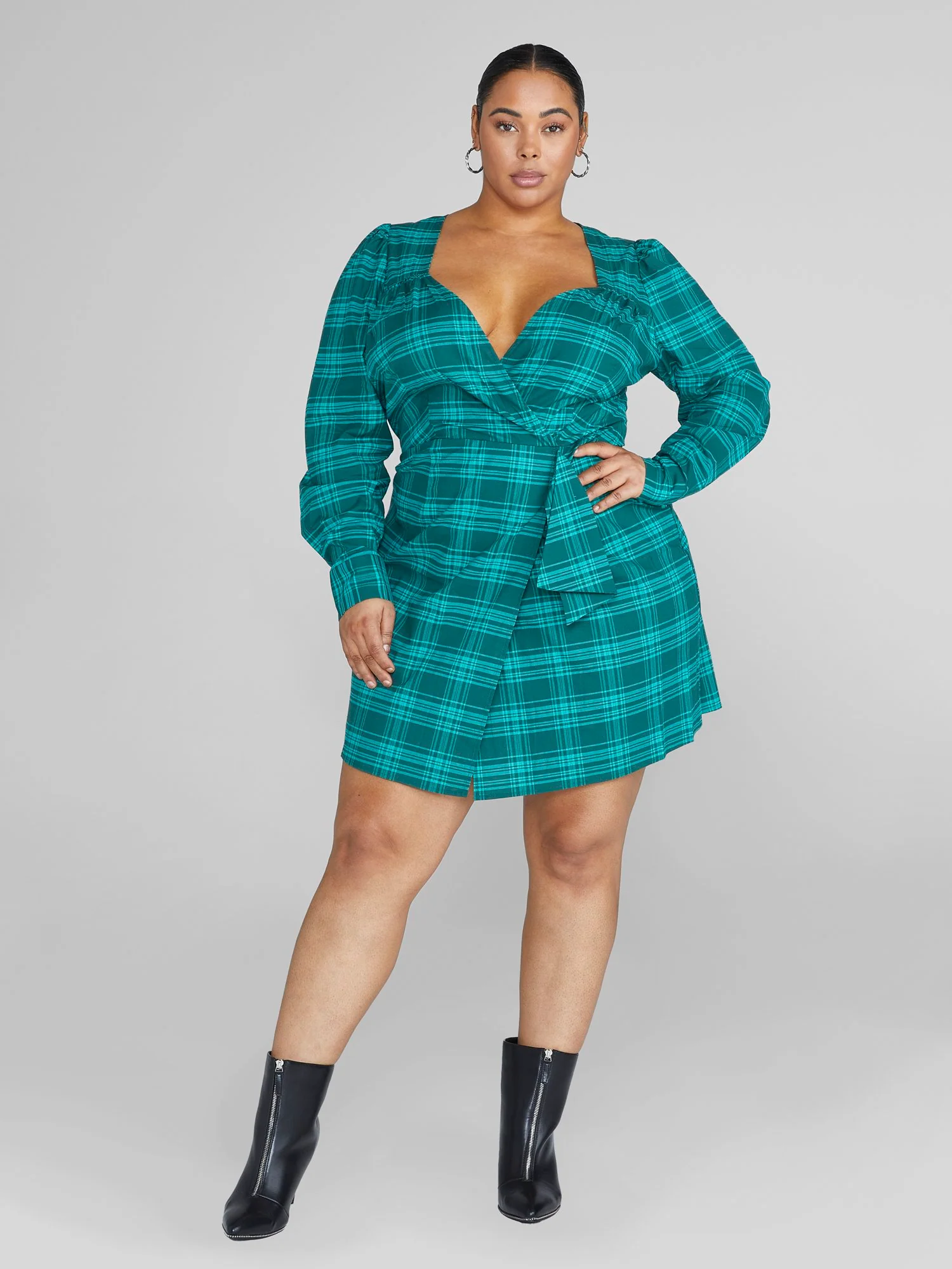 Kathleen Plaid Faux Wrap Dress - Image 3