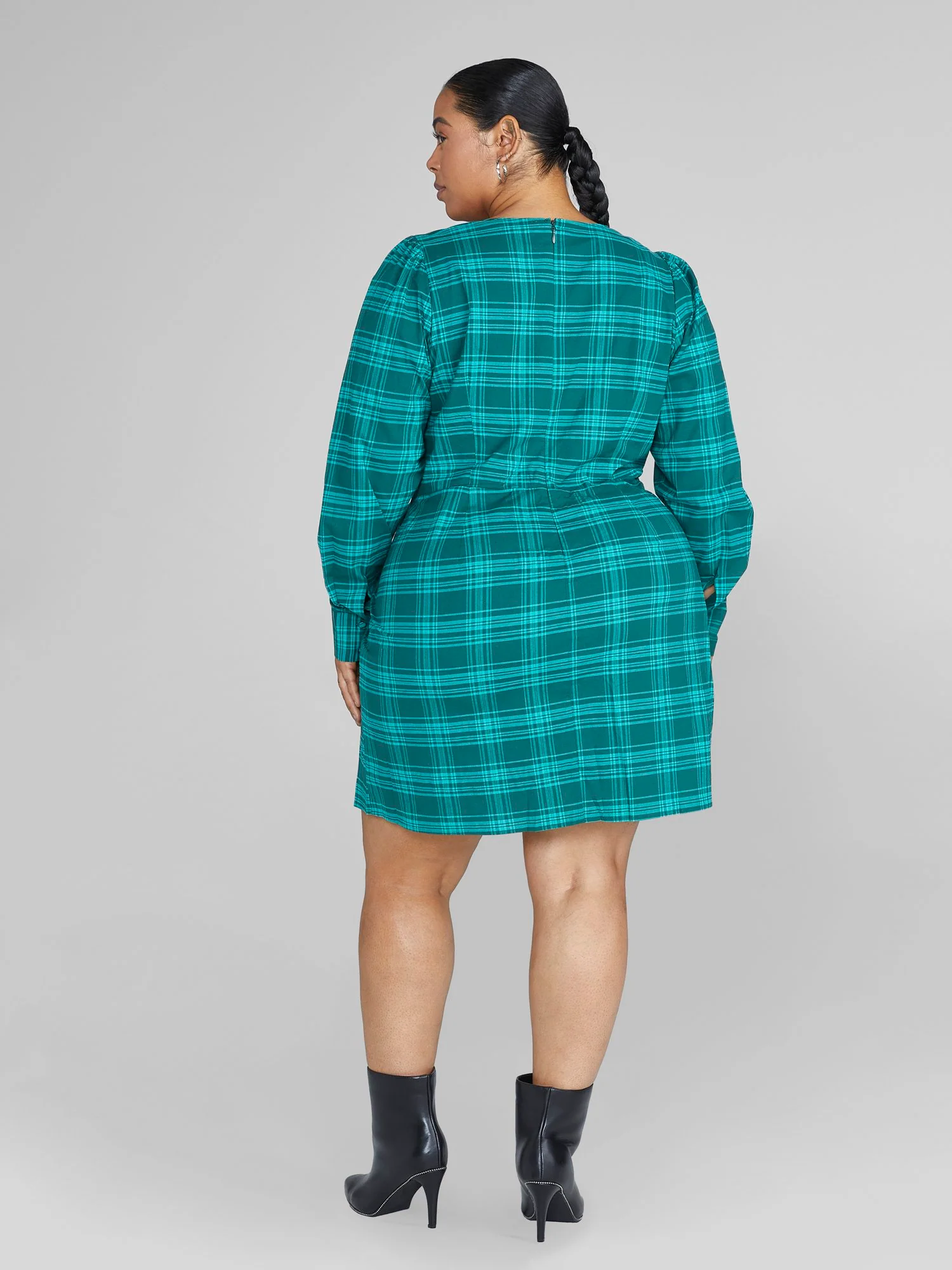 Kathleen Plaid Faux Wrap Dress - Image 4