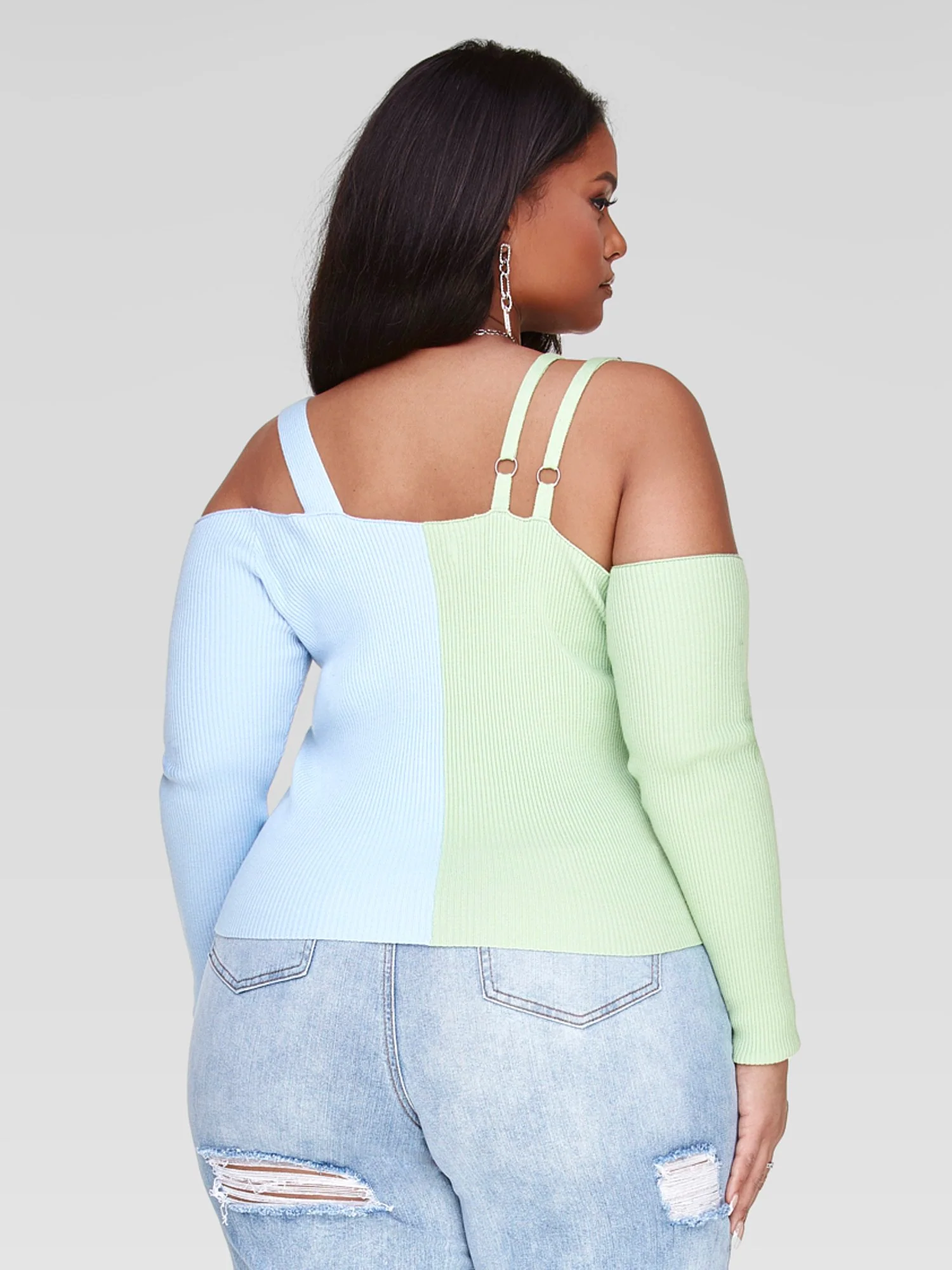 Katie Two-Tone Ribbed Knit Sweater - Image 3