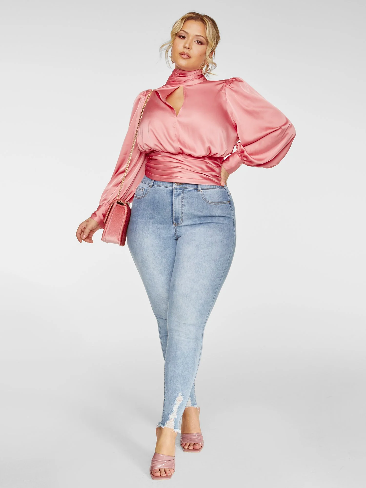 Kauri Satin Keyhole Detail Blouse - Image 3