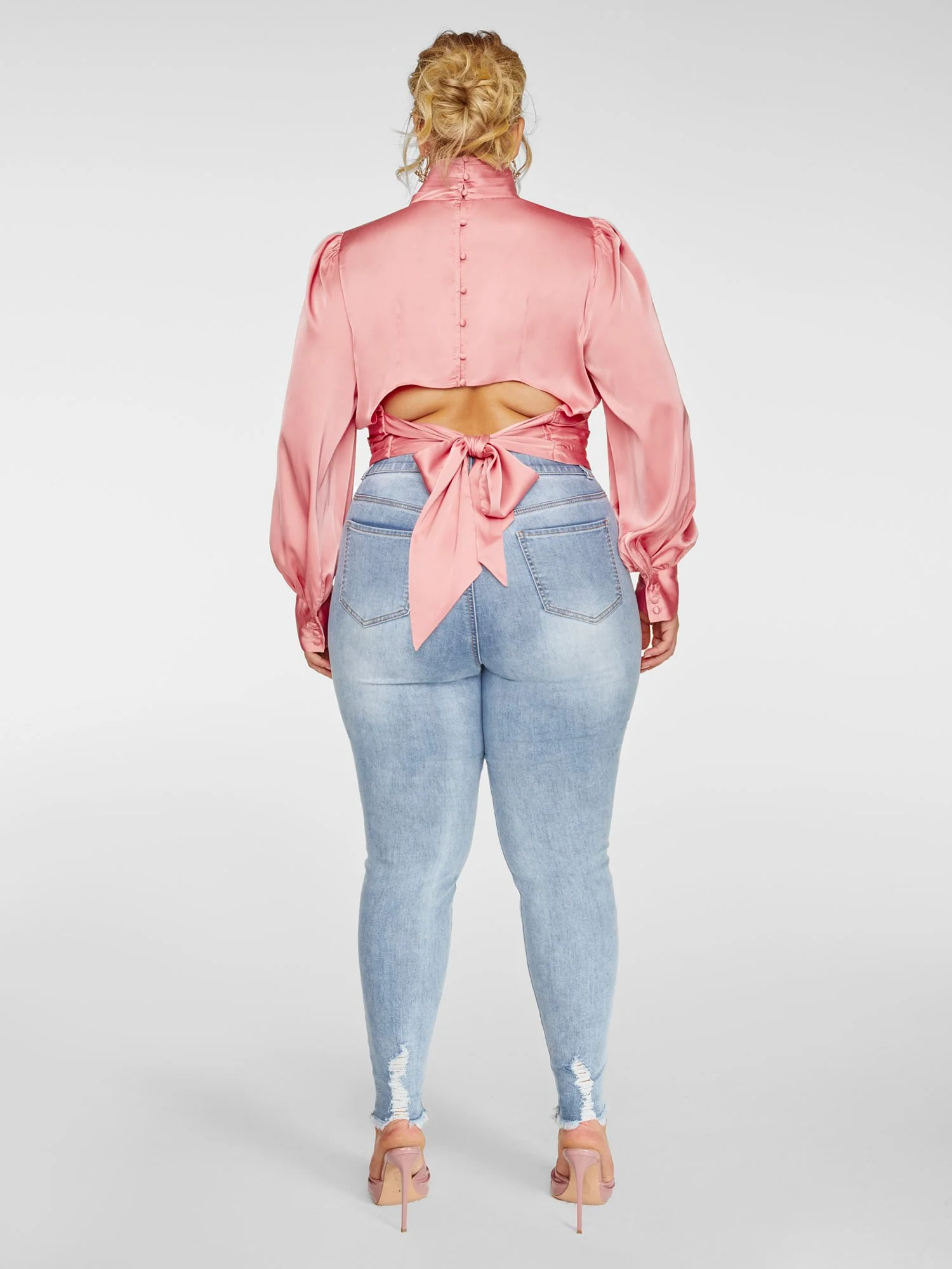 Kauri Satin Keyhole Detail Blouse - Image 4