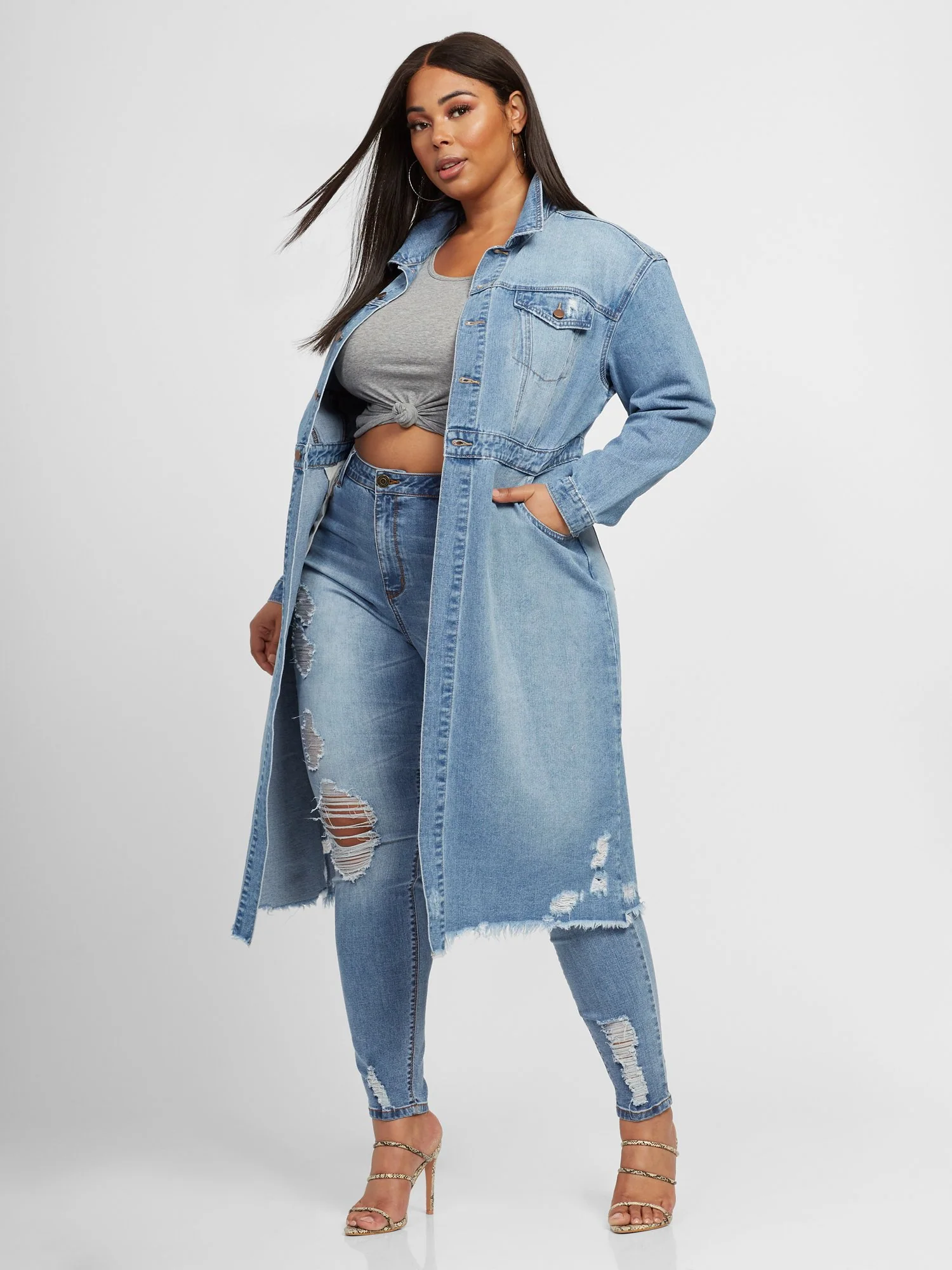 Kenna Maxi Length Trucker Jacket - Image 4