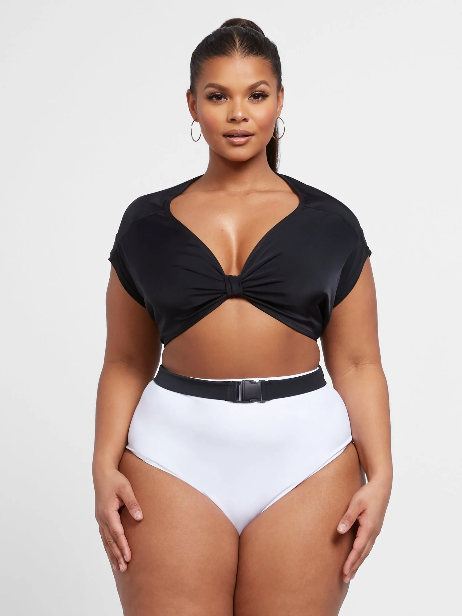 Khloe Short Sleeve Crop Swim Top - Image 2