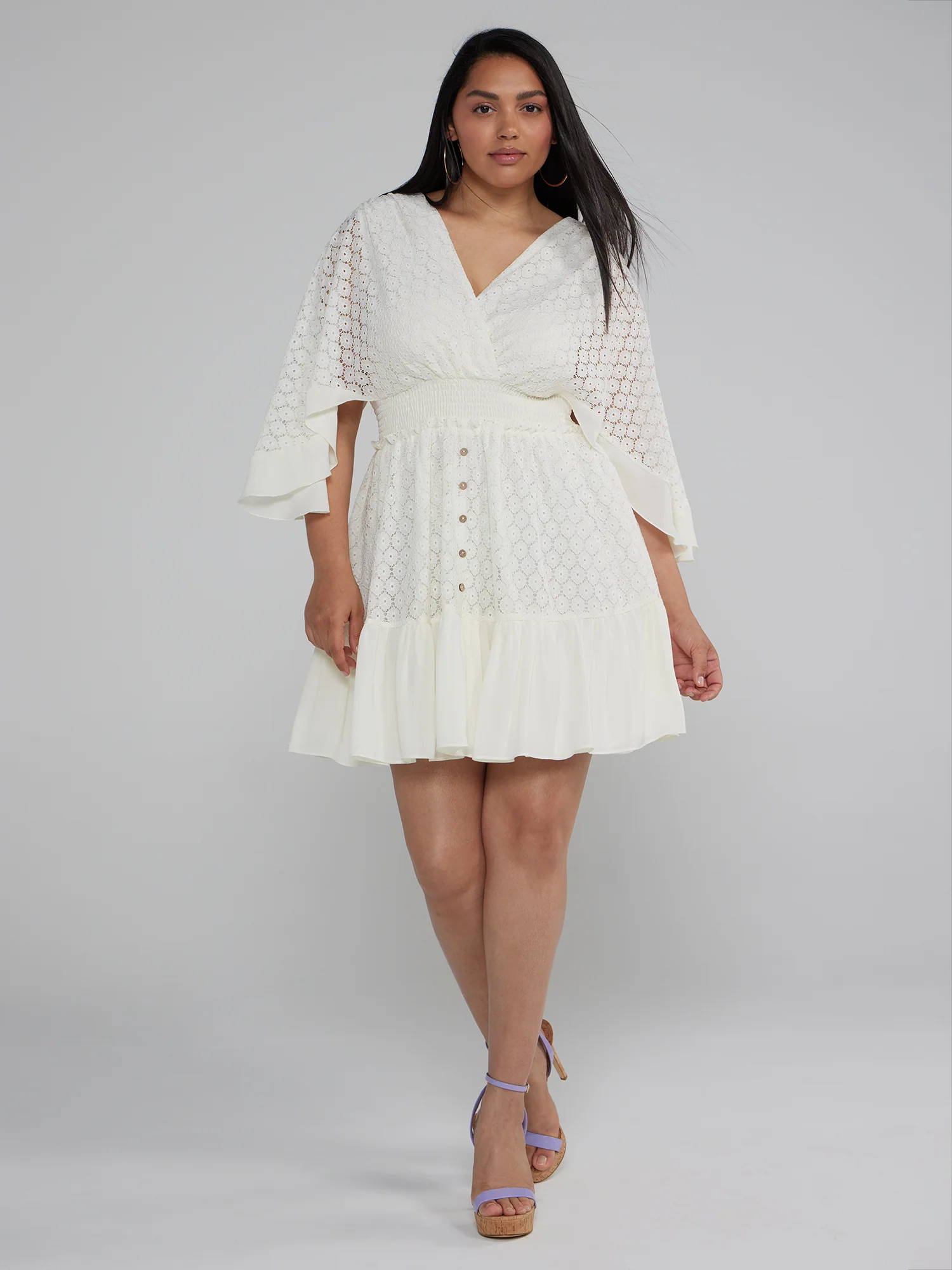 Kimono Sleeves Lace Mini Dress