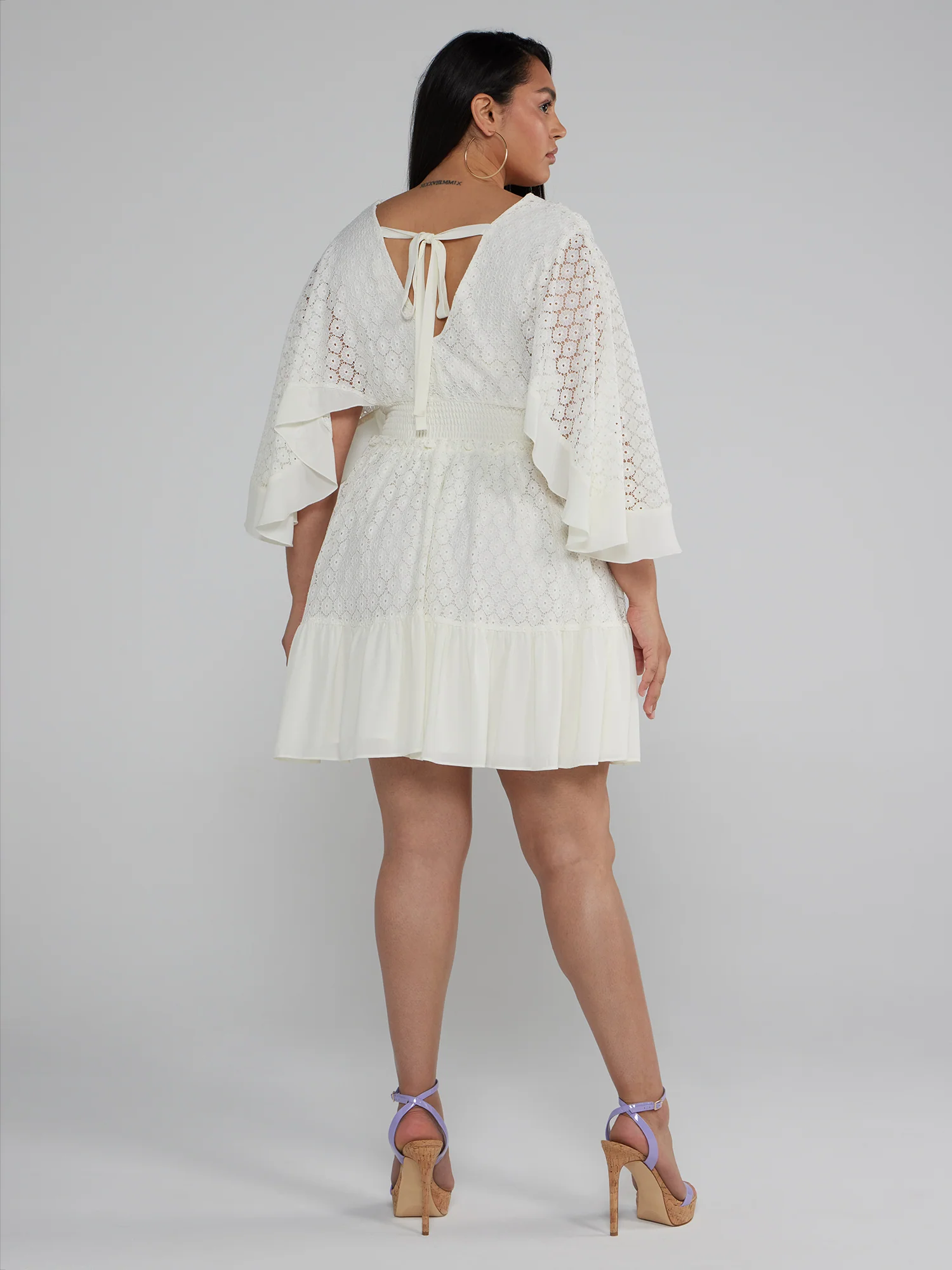Kimono Sleeves Lace Mini Dress - Image 3