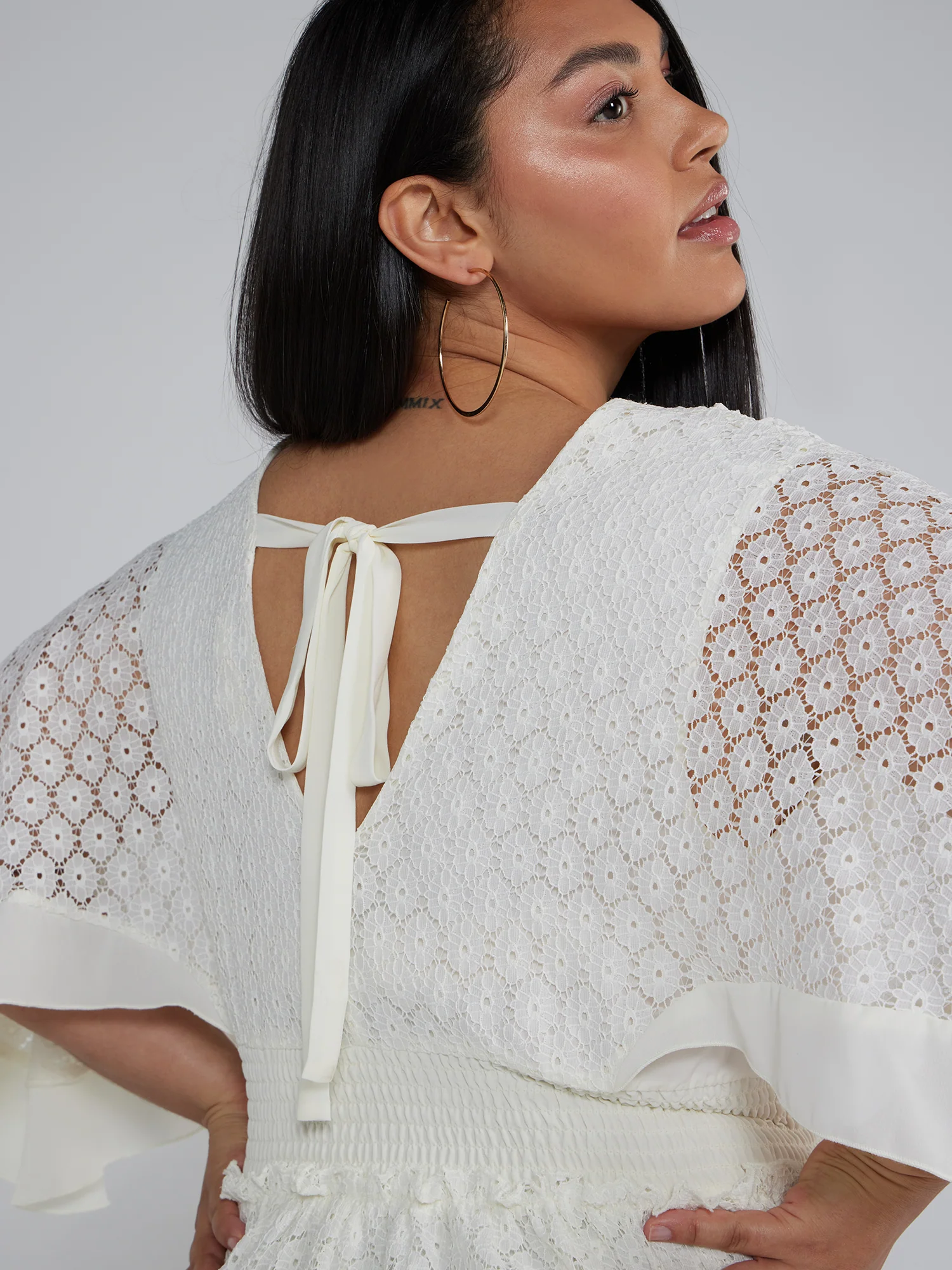 Kimono Sleeves Lace Mini Dress - Image 4