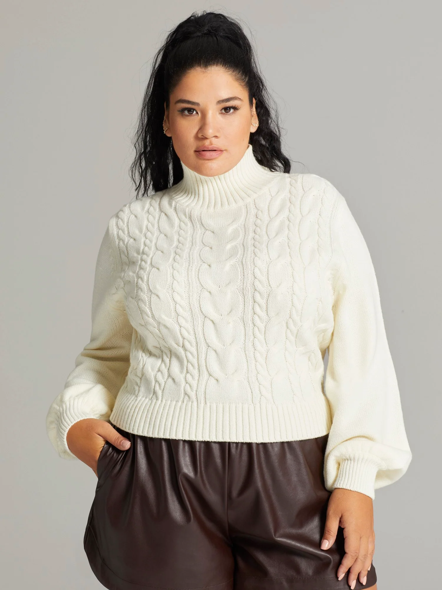 Kina Turtleneck Cable Knit Sweater - Image 2