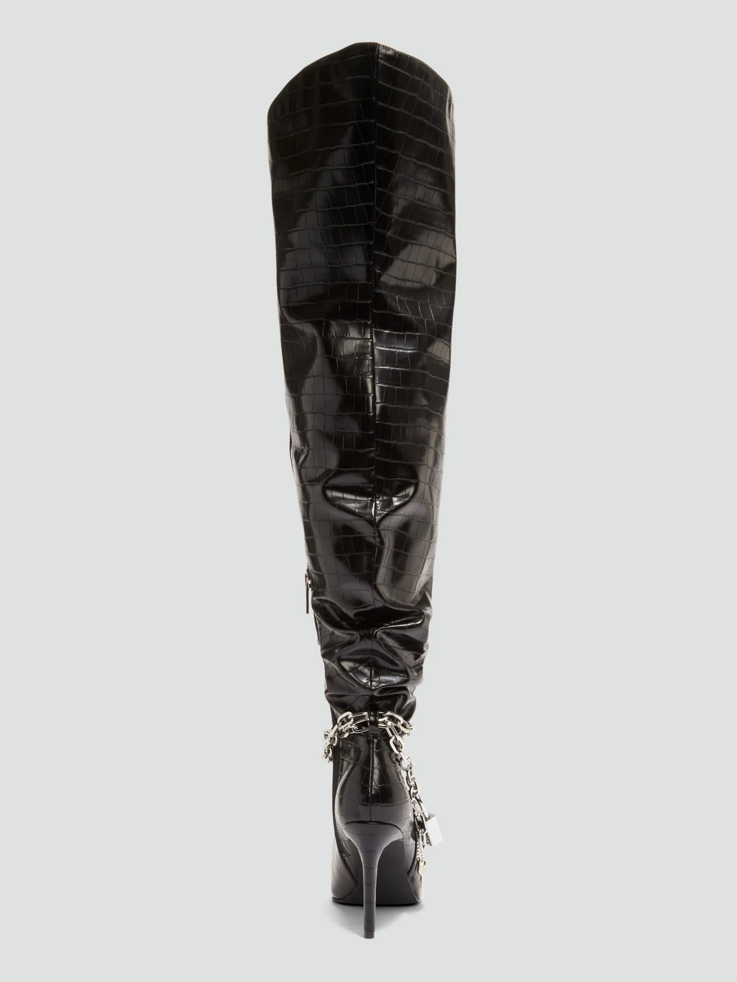 Labradorite Thigh-High Faux Croc Leather Boots - Nadia x FTF - Image 3