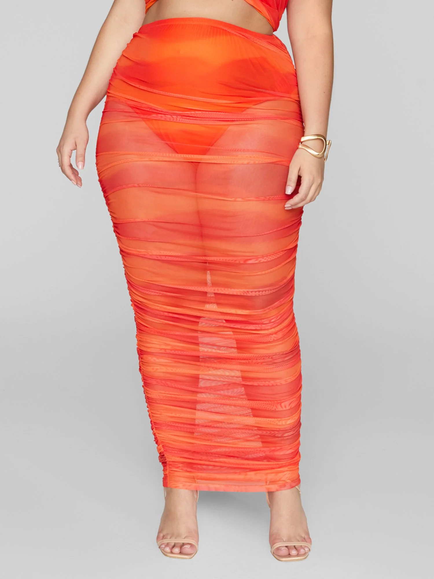 Lalah Mesh Ruched Maxi Skirt - Image 2