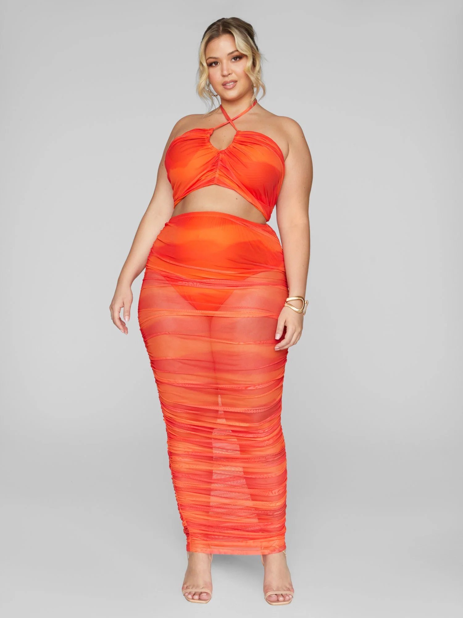 Lalah Mesh Ruched Maxi Skirt - Image 3