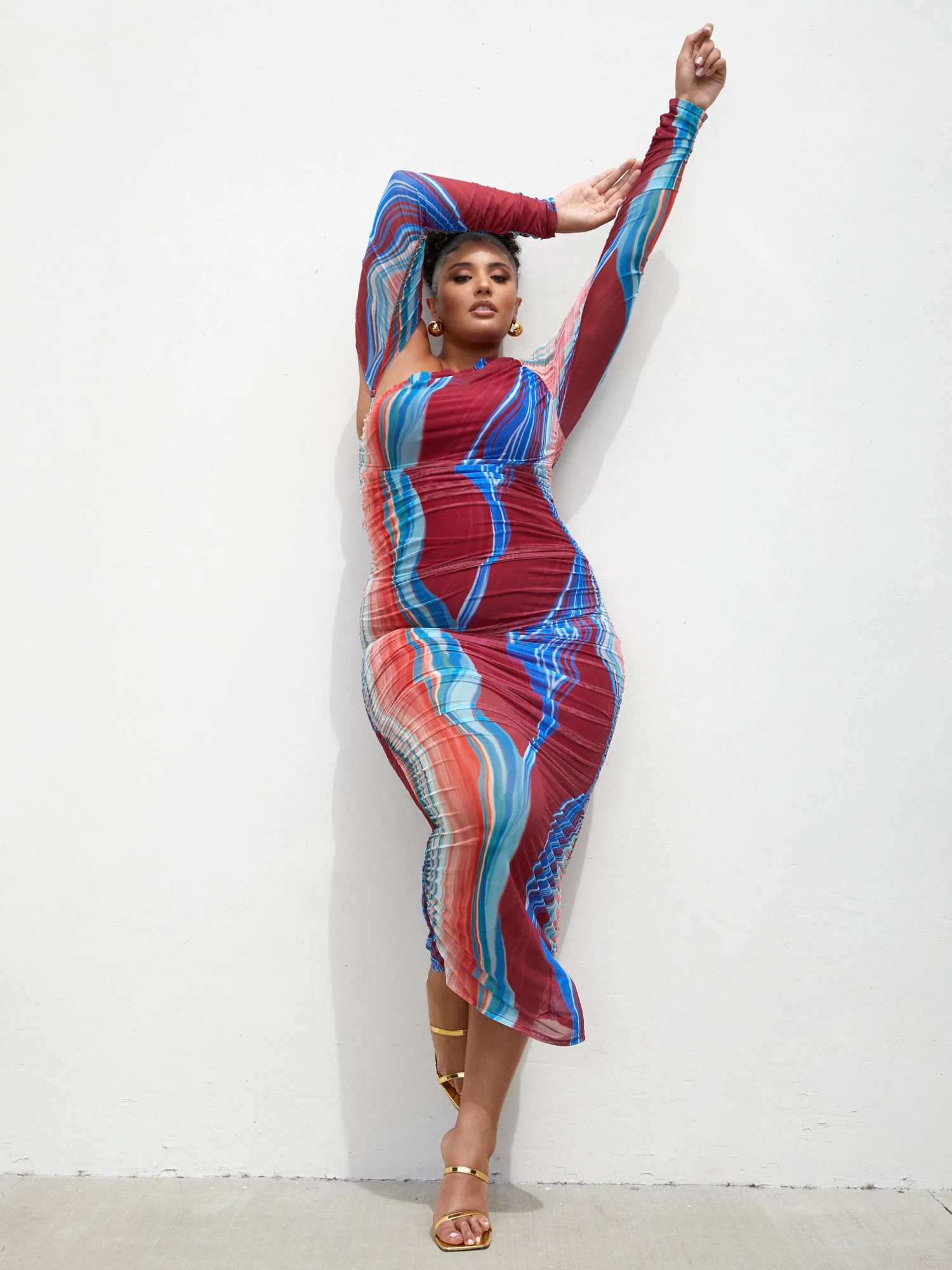 Lara One Shoulder Ruched Maxi Dress - Image 6