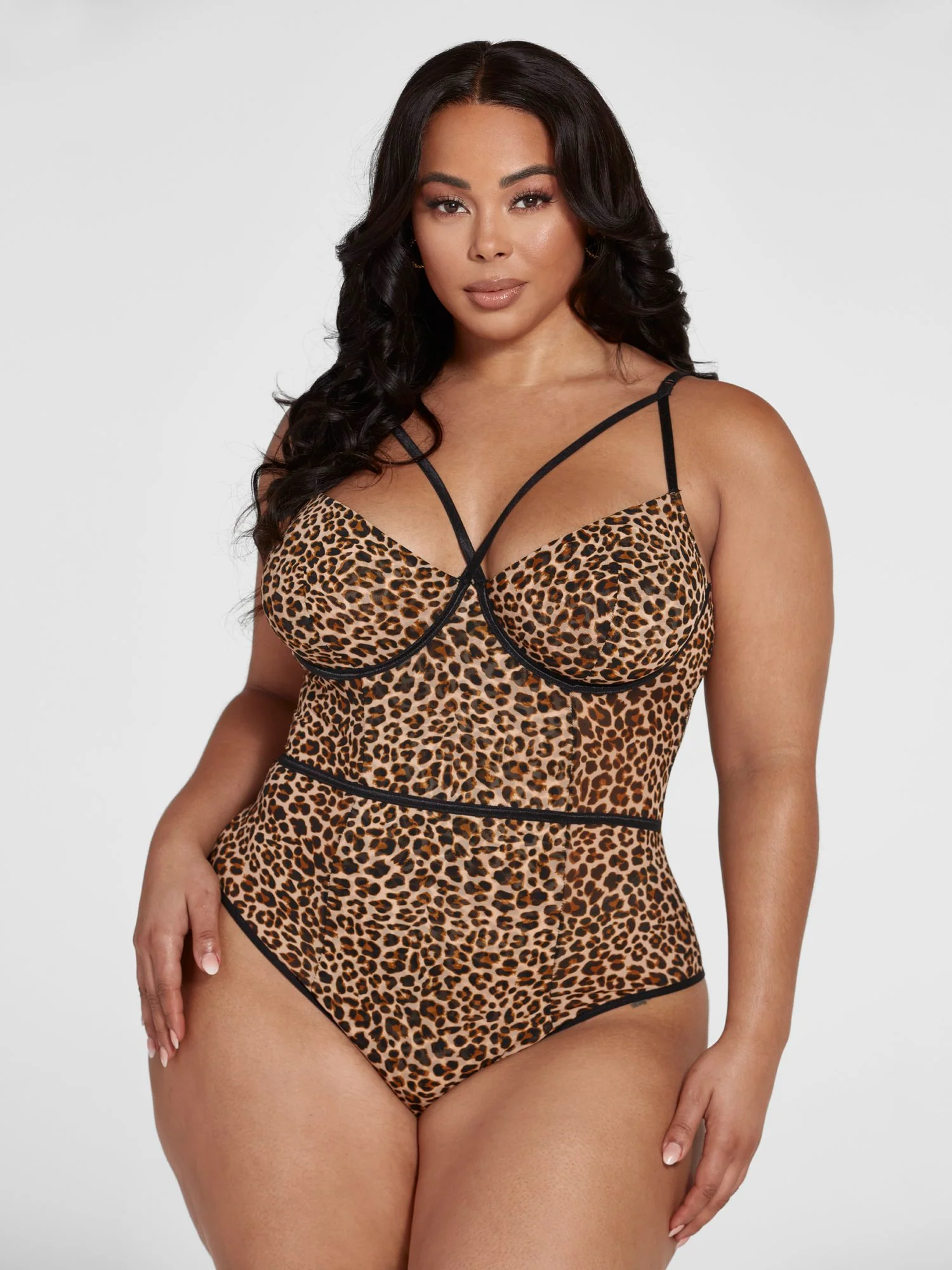 Latisha Strappy Leopard Print Bodysuit - Image 2