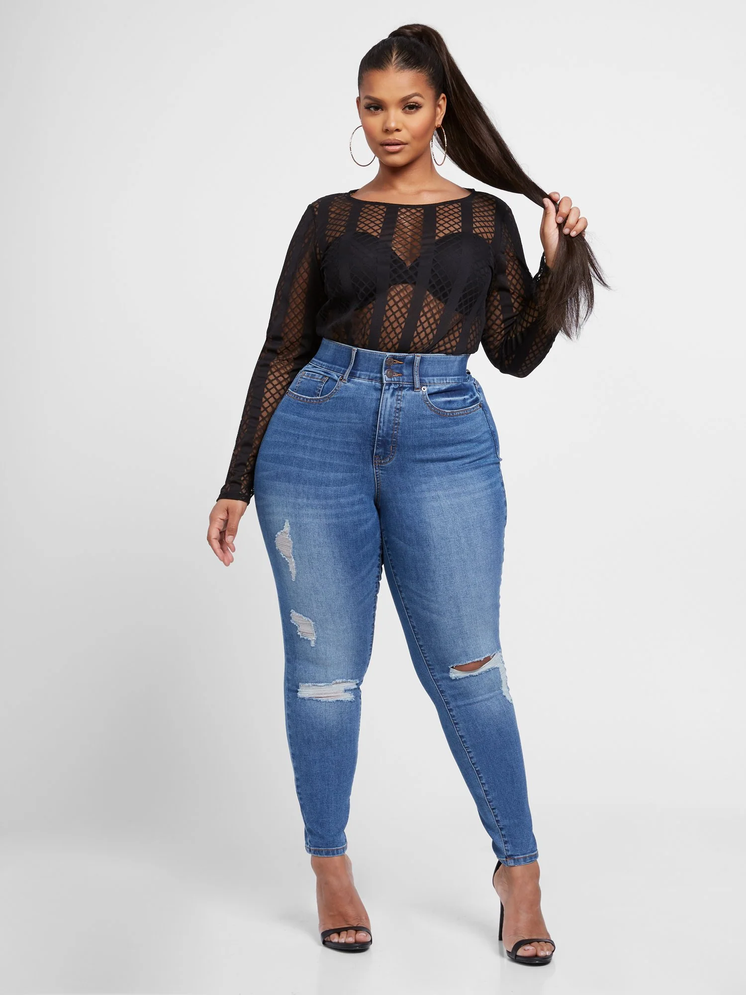 Laura Scoopneck Stripe Mesh Top - Image 4