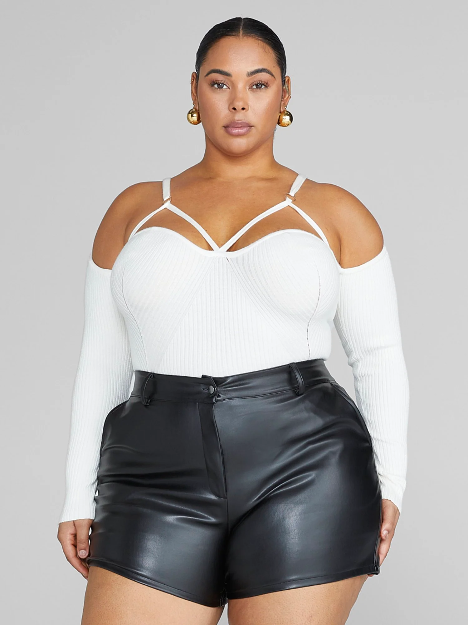 Leanna Strappy Ribbed Knit Sweater