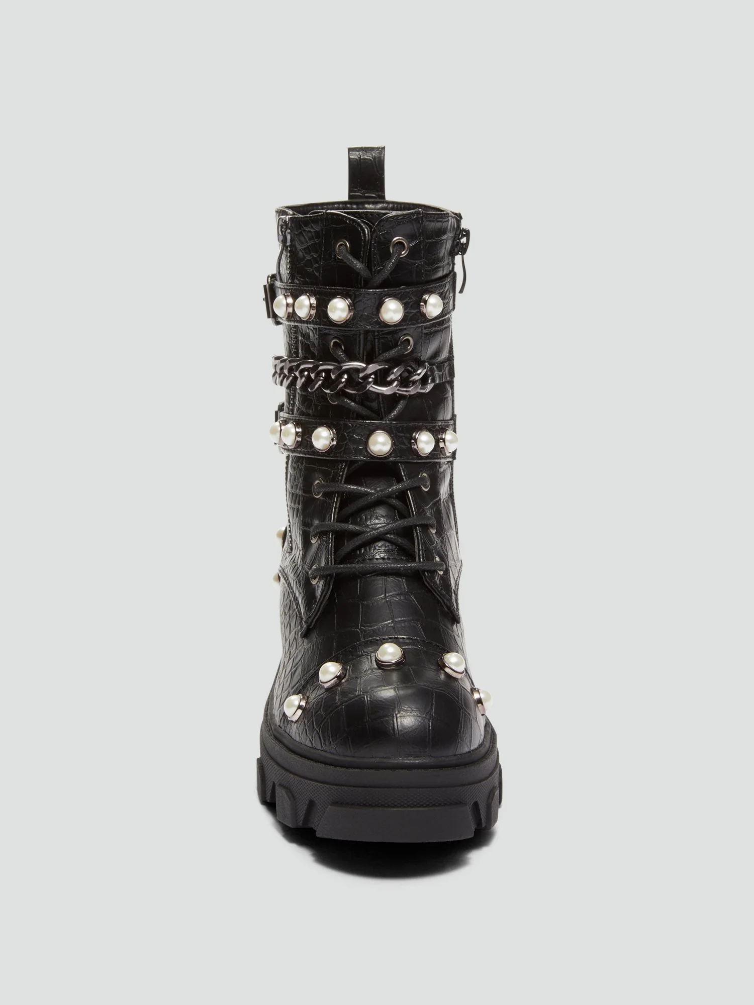 Leila Pearl Studded Lace-Up Boots - Image 6