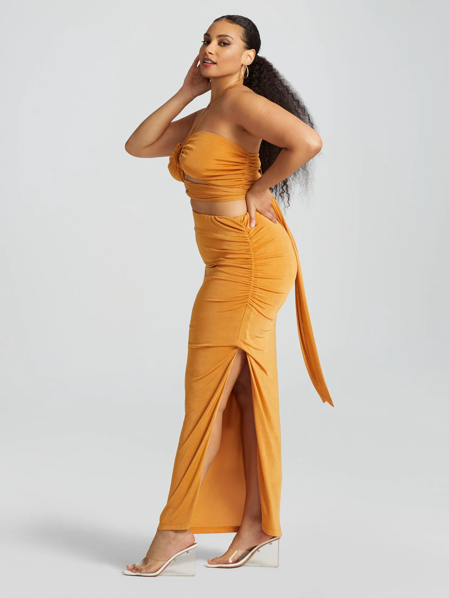 Lesedi Ruched Shimmer Skirt - Image 3