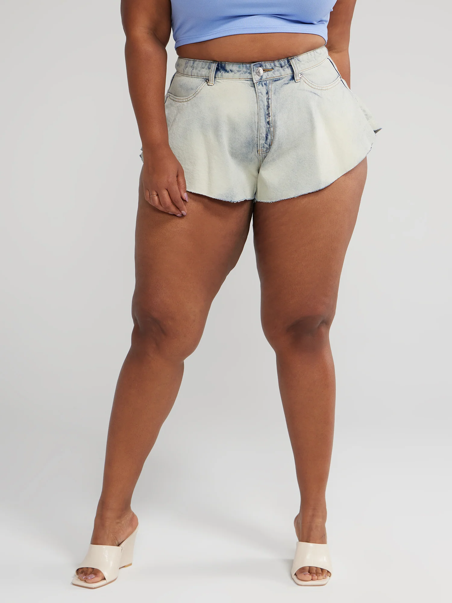 Light Blue Wash Denim Flippy Shorts