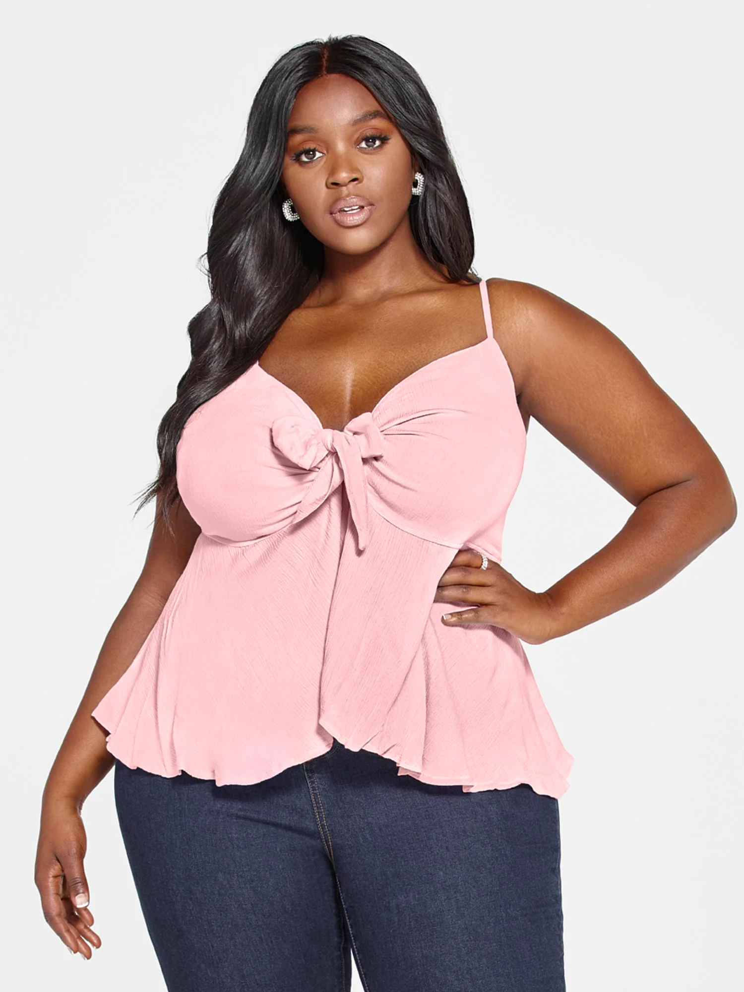 Liz Tie Front Peplum Top - Image 2