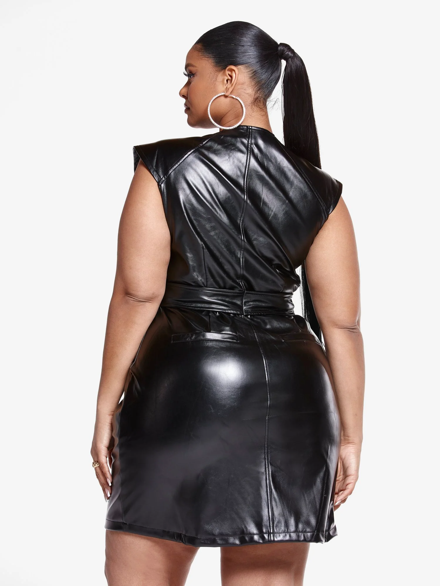 Londyn Zip Front Faux Leather Dress - Image 3