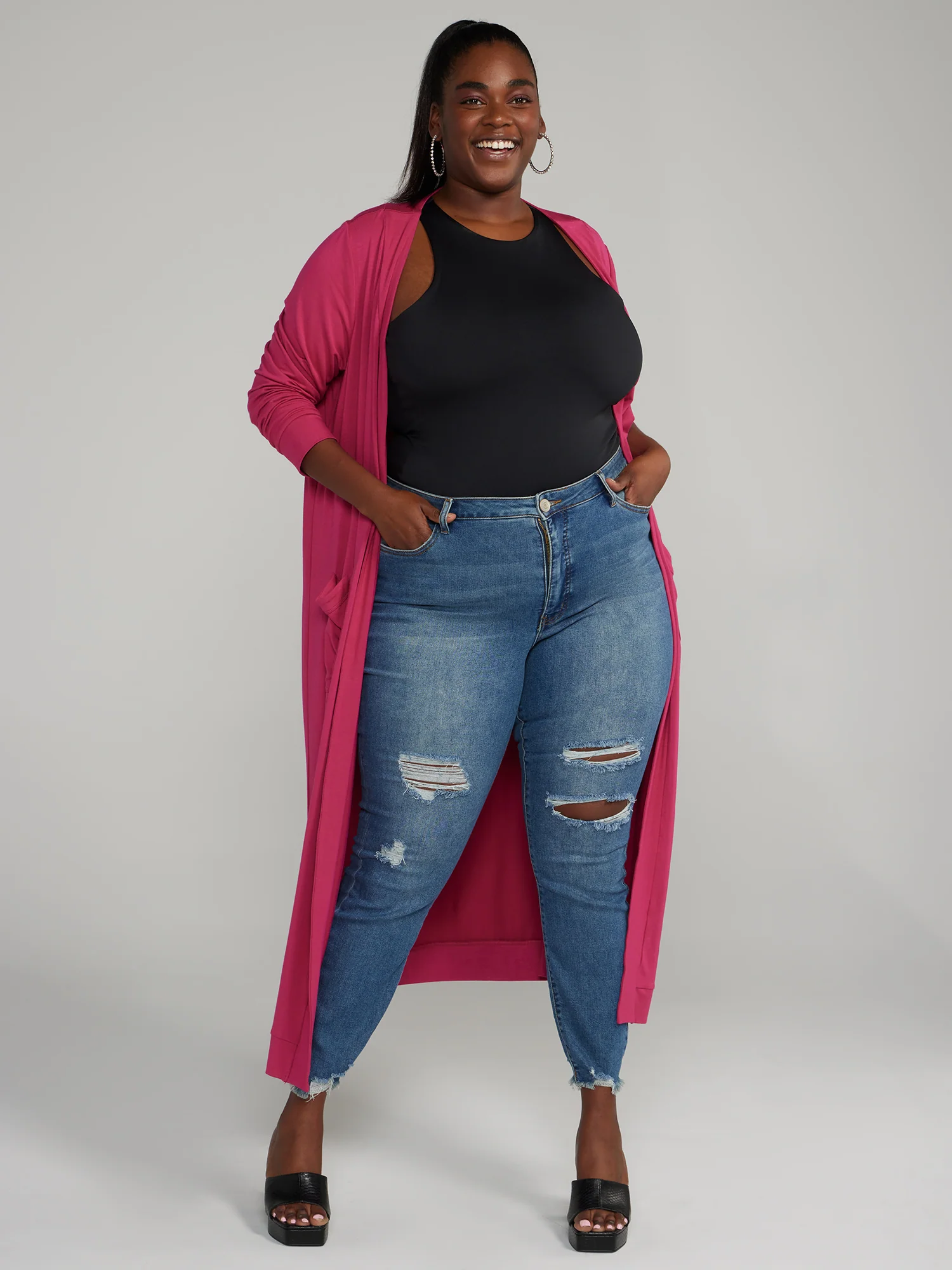 Long Open-Front Cardigan - Image 13