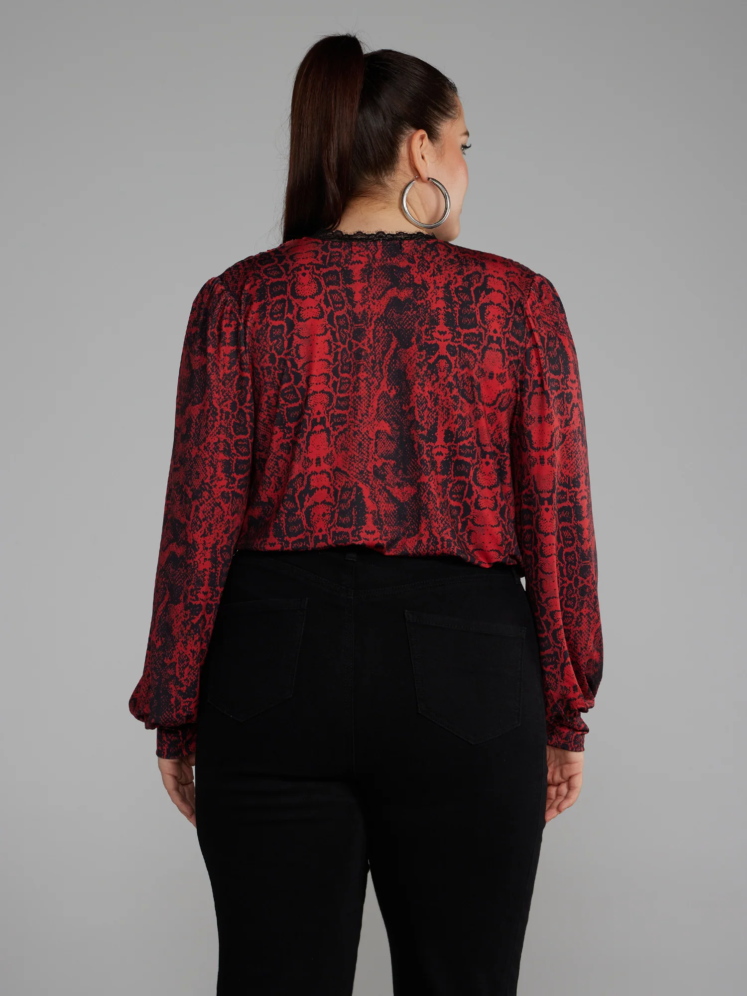 Long Sleeve Snake Print Bodysuit - Image 3