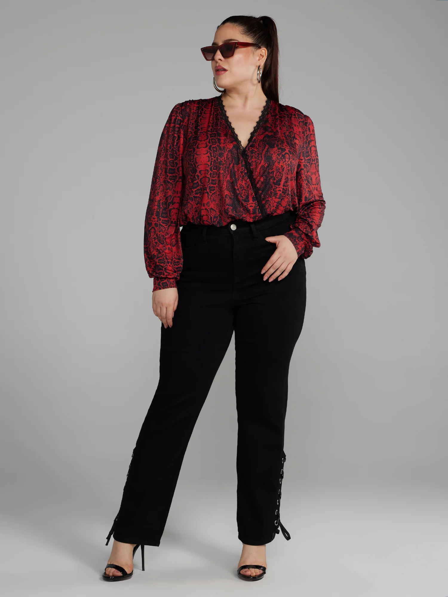 Long Sleeve Snake Print Bodysuit - Image 4