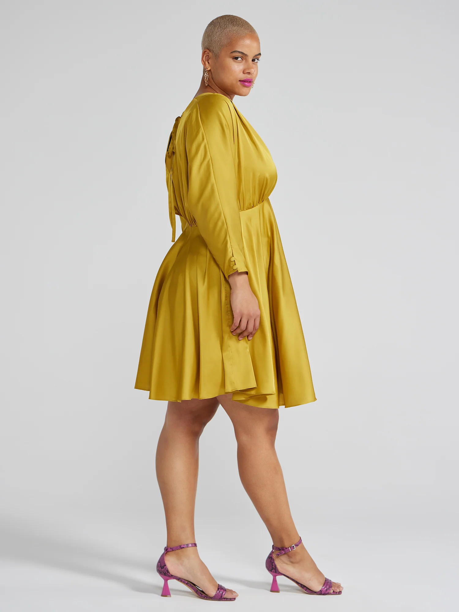 Luciana Deep V-Neck Satin Dress - Image 2