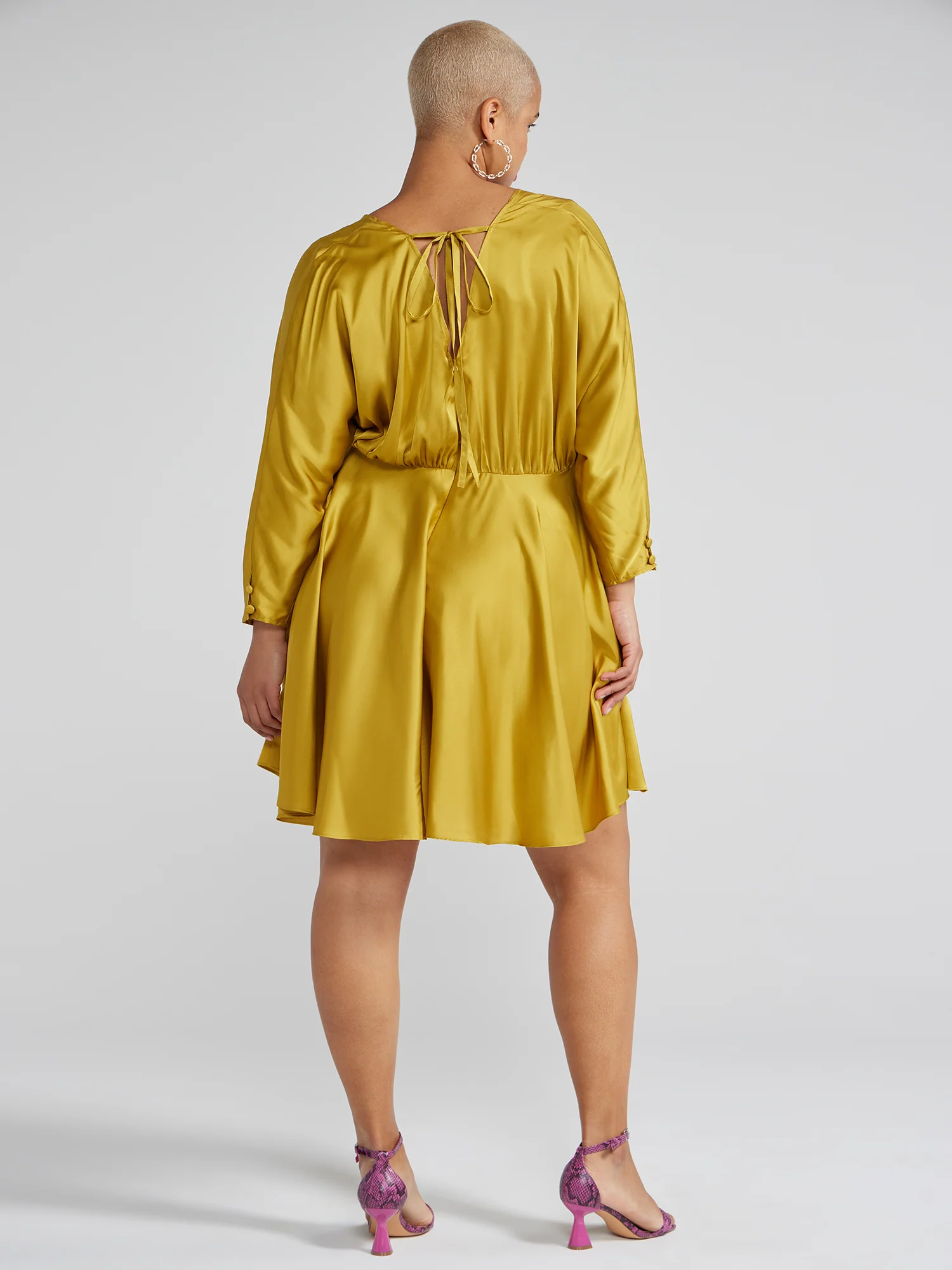 Luciana Deep V-Neck Satin Dress - Image 3