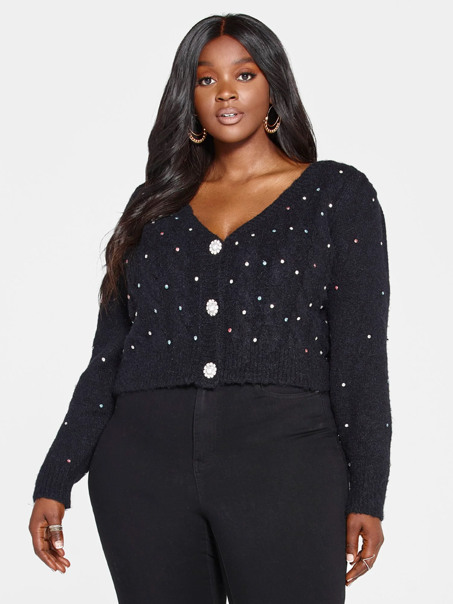 Lucy Rhinestone Cropped Cardigan