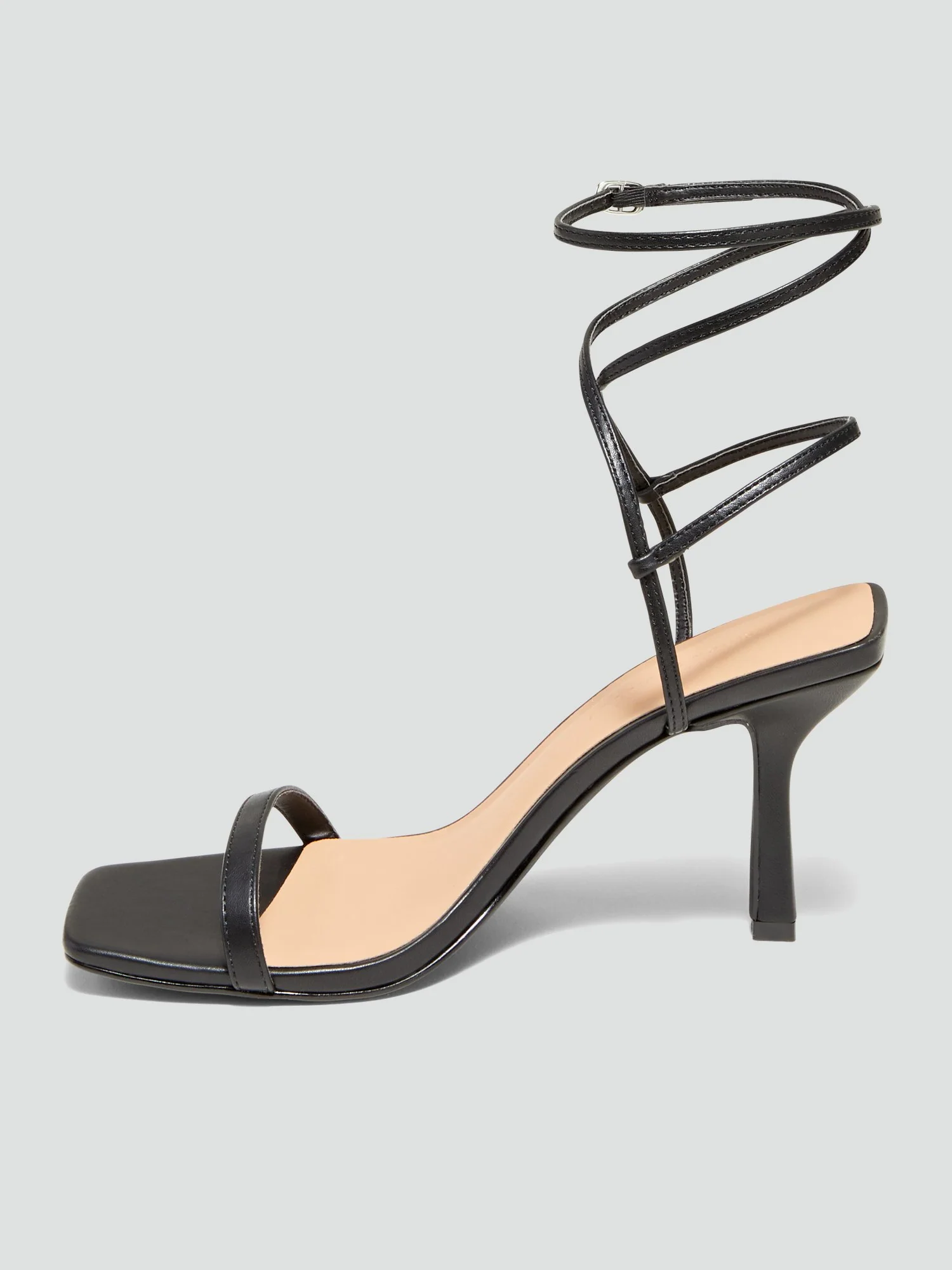 Lulu Strappy Open Toe Heels in Black - Image 3