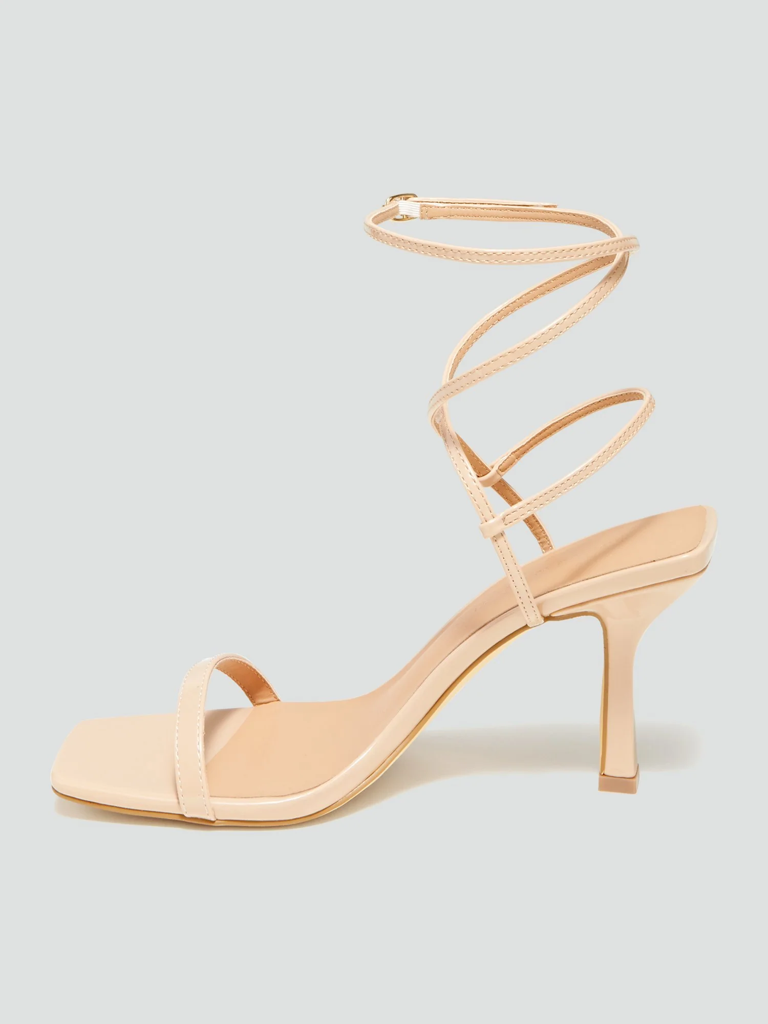 Lulu Strappy Open Toe Heels in Nude - Image 3
