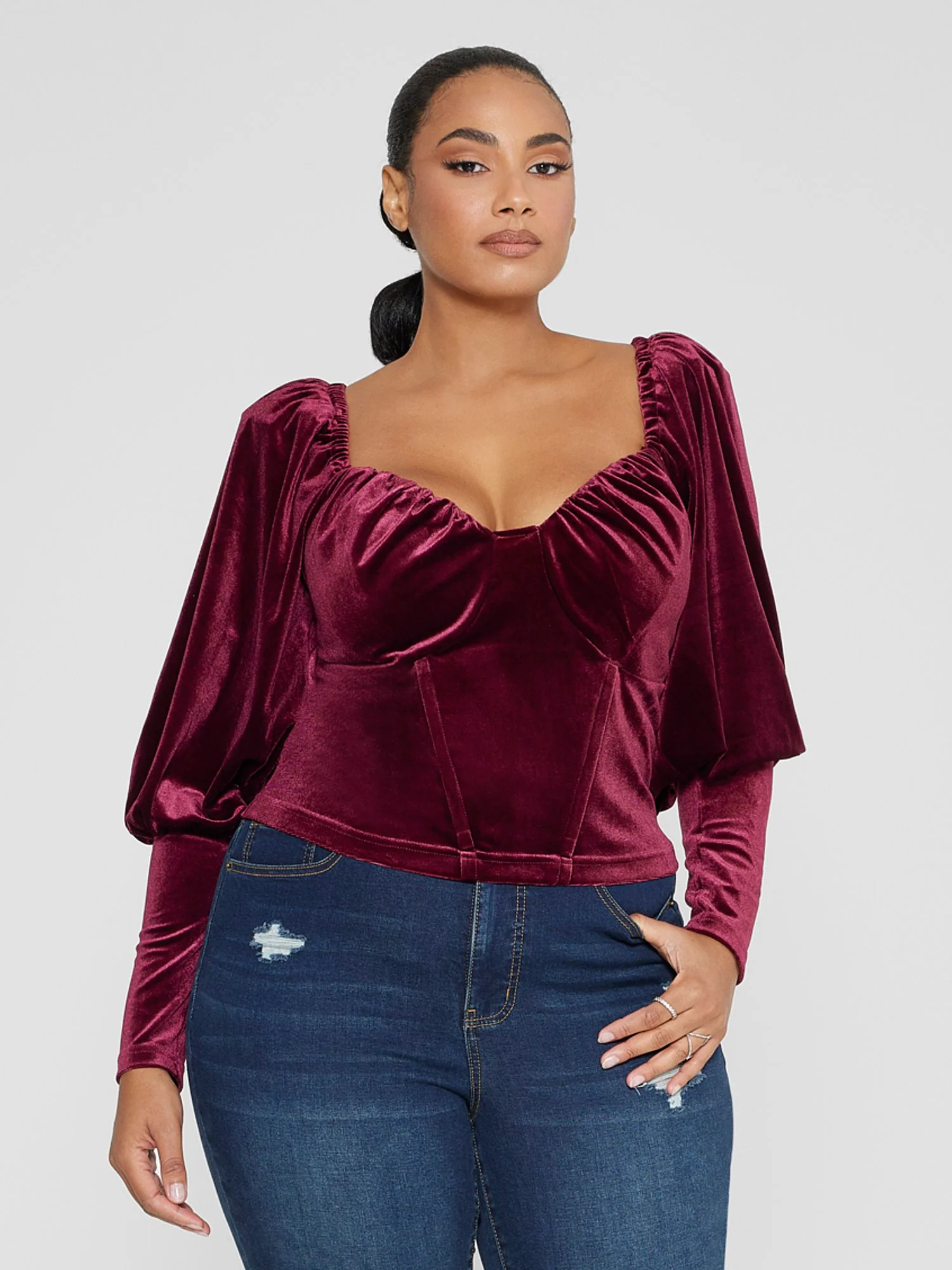 Luze Velvet Corset Style Top - Image 2