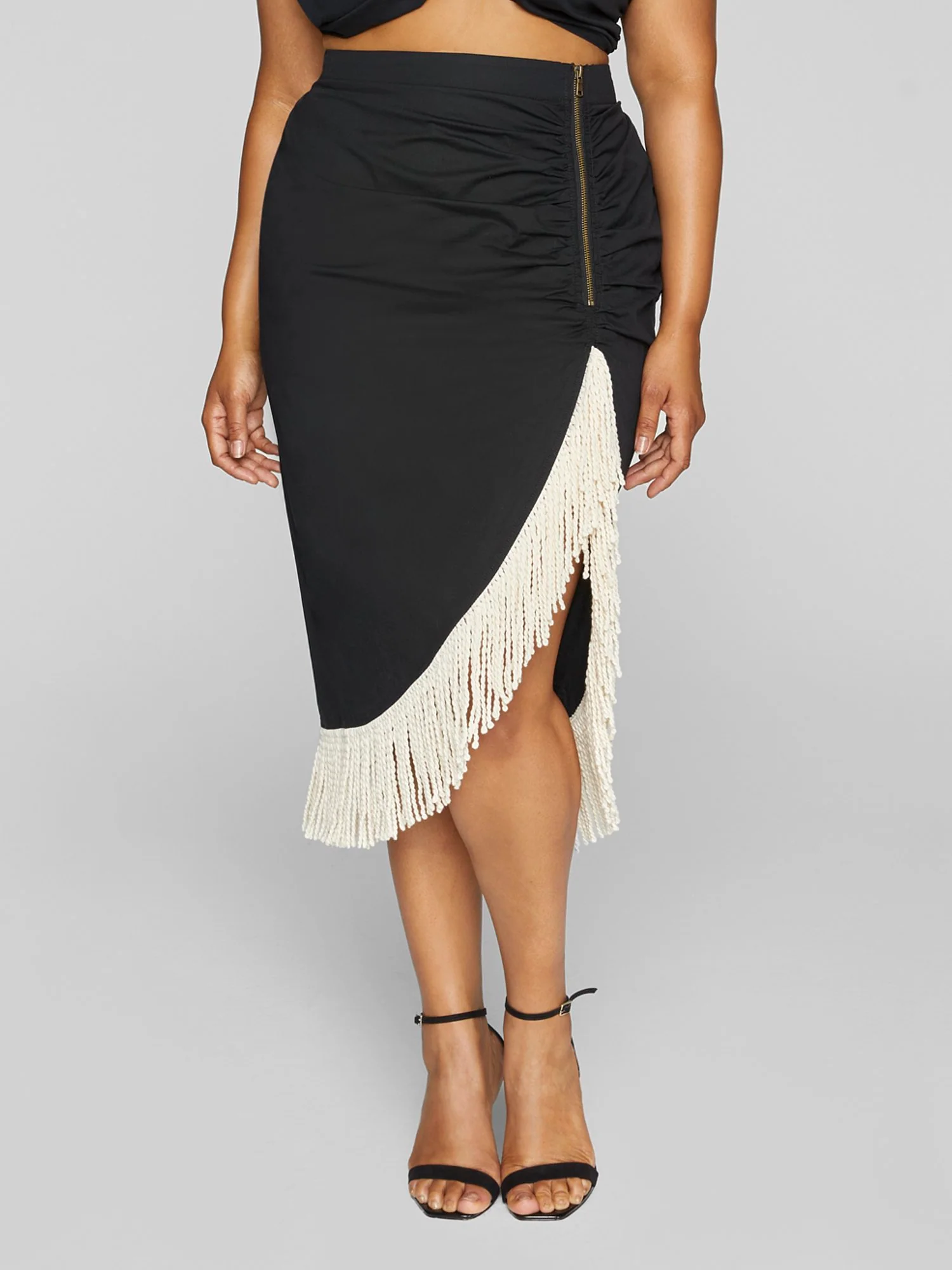 Maisha Ruched Fringe Skirt - Image 4