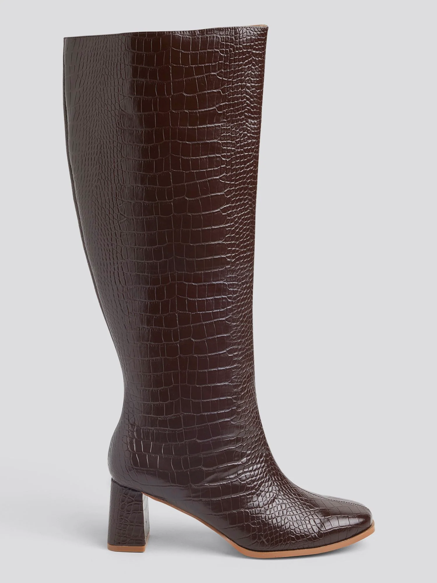 Marcie Wide Calf Faux Croc Leather Boots - Image 9