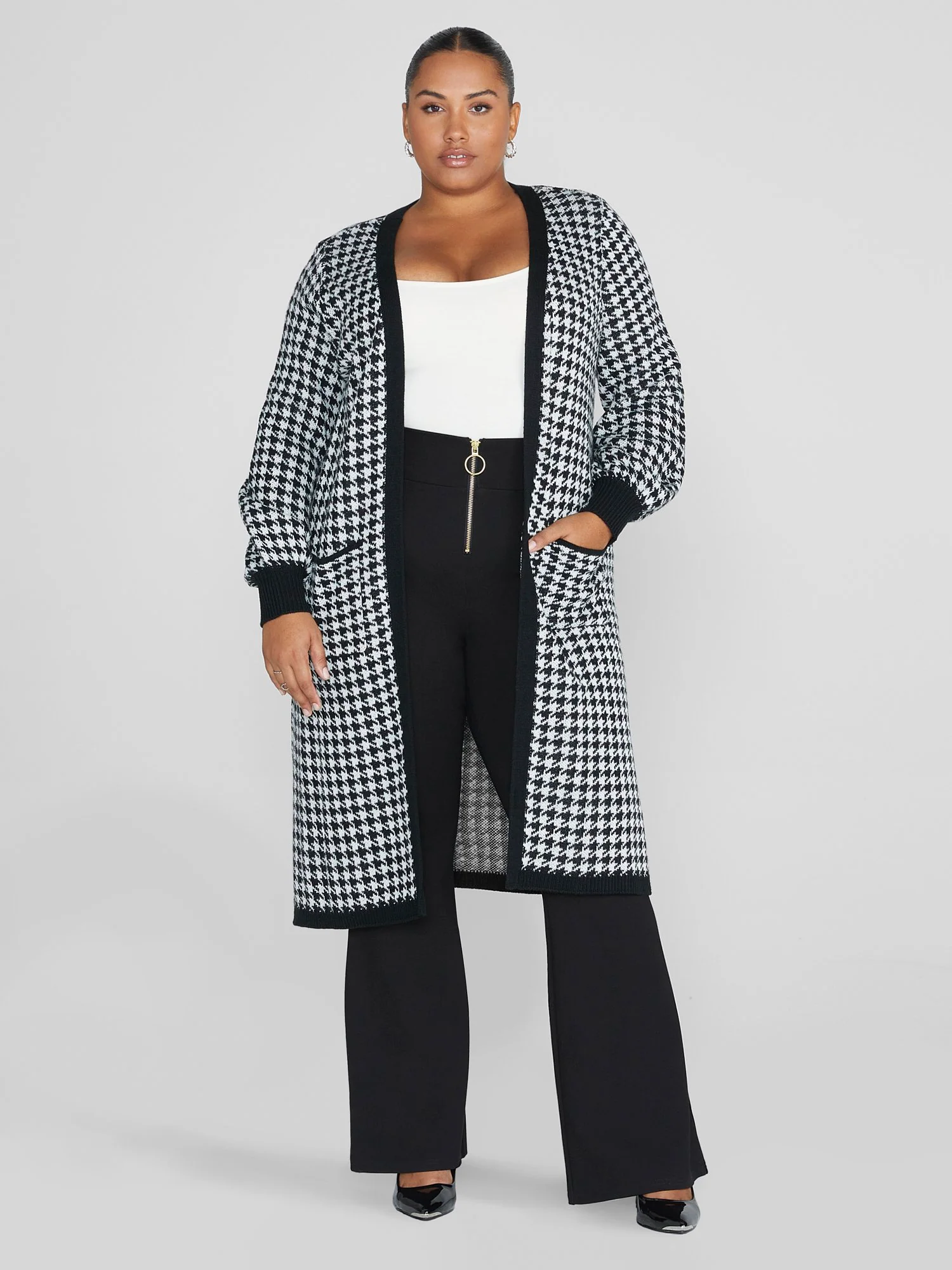 Marguerite Houndstooth Cardigan Sweater - Image 3