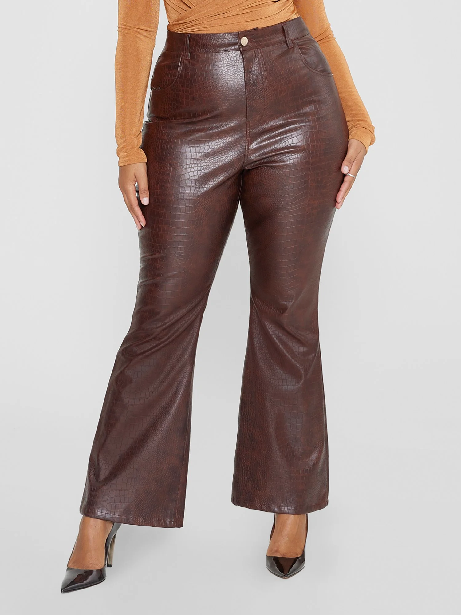 Marianne Croc Texture Faux Leather Pants - Image 2