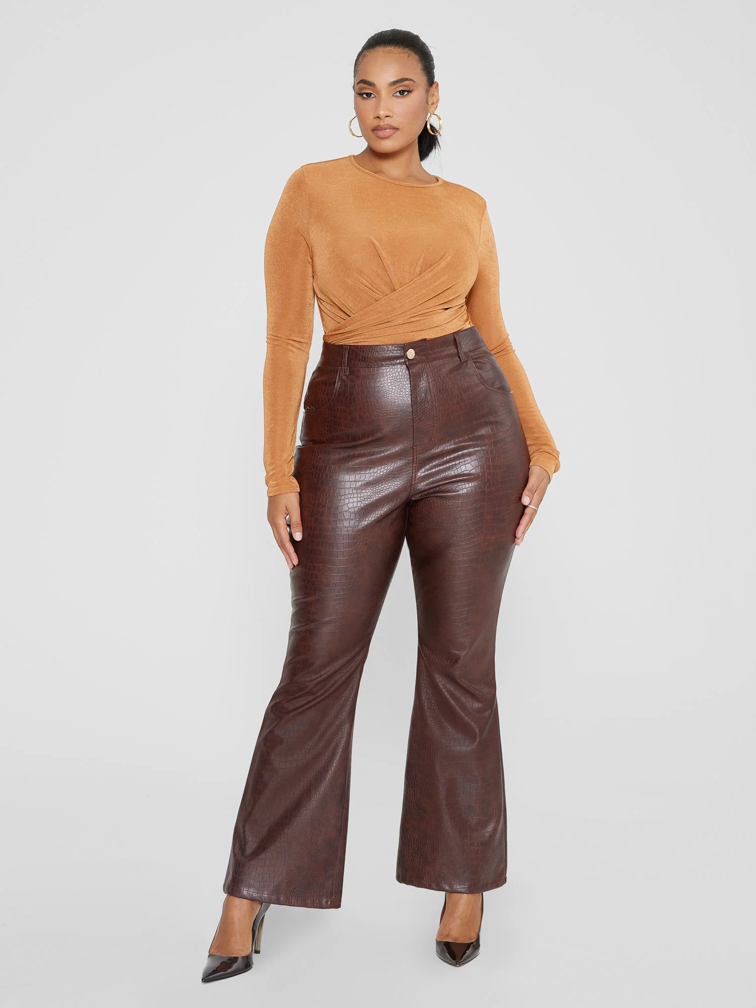 Marianne Croc Texture Faux Leather Pants - Image 3