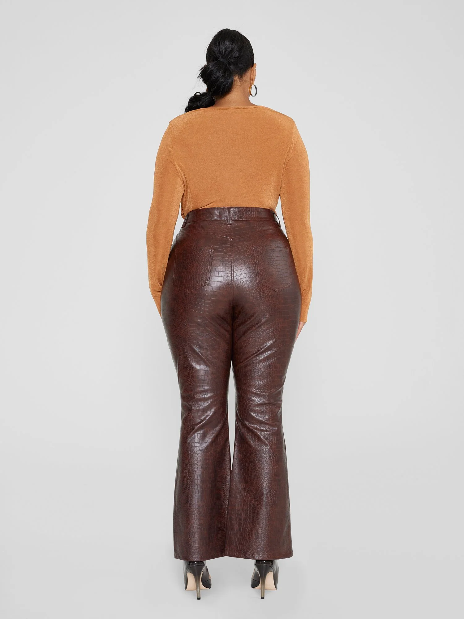 Marianne Croc Texture Faux Leather Pants - Image 4
