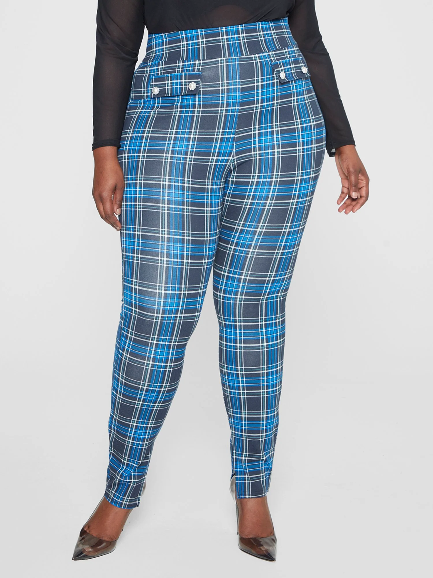 Matilda Plaid Ponte Knit Leggings - Image 2