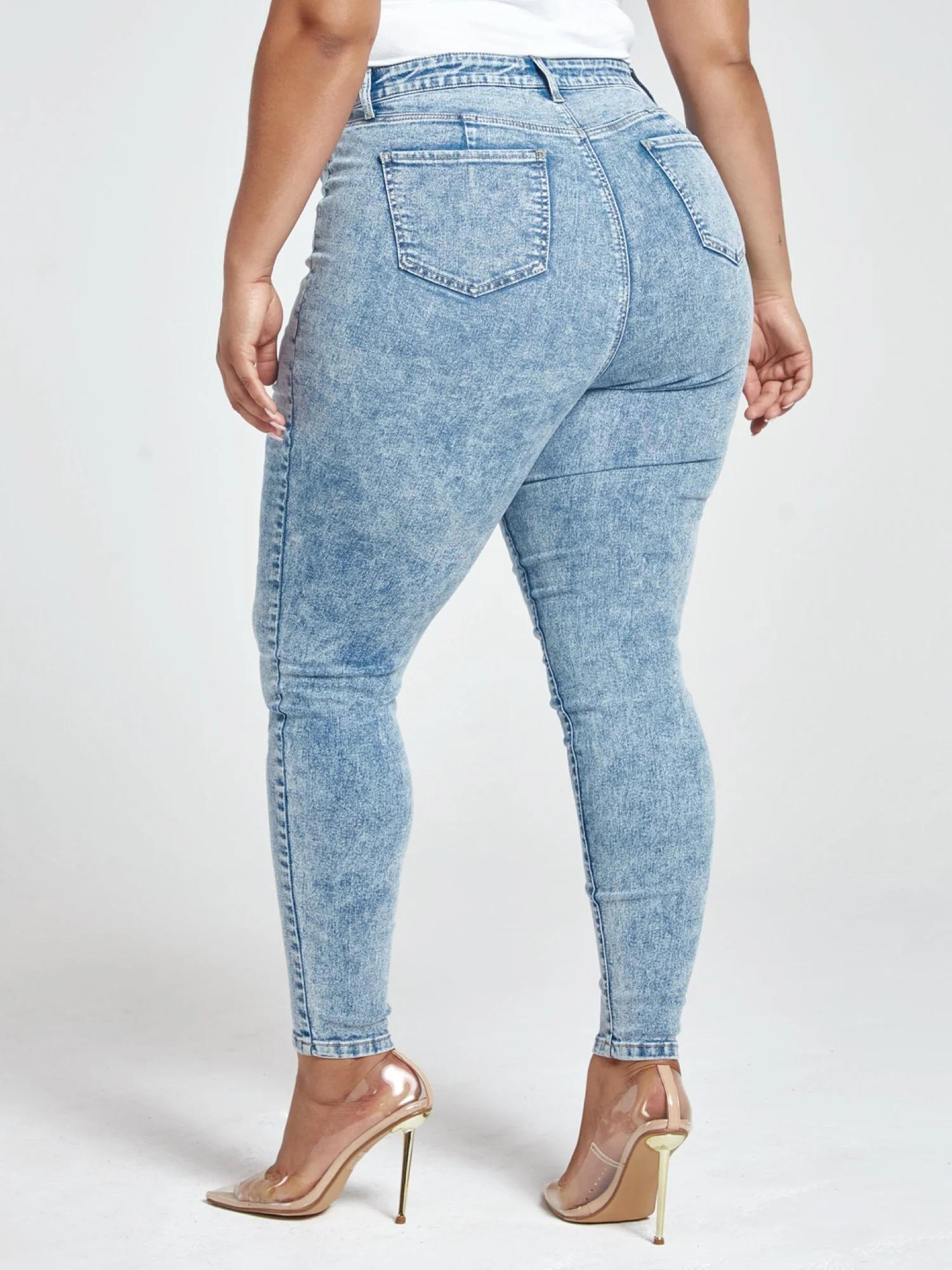 Medium Wash High-rise Seamed Moto Jeans - Image 3