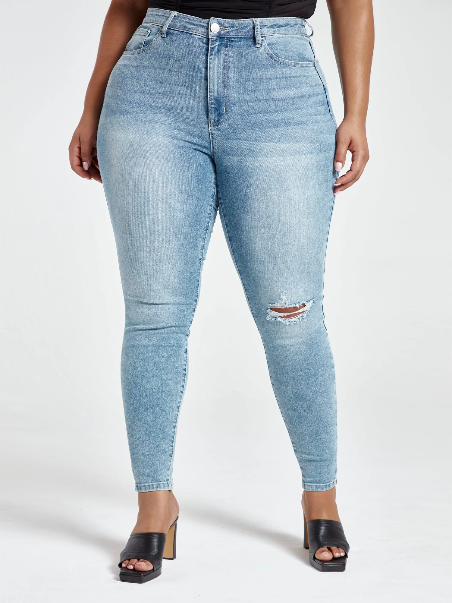 Medium Wash High Rise Skinny Jeans - Image 2